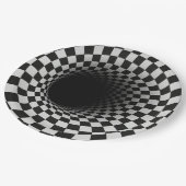 白黒の錯視トンネル ペーパープレート (アングル)