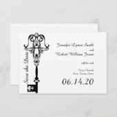 白黒の鍵結婚式の日付を保存 セーブザデート (正面/裏面)