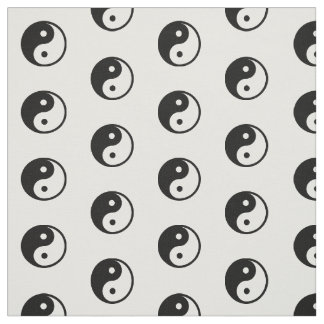 白黒の陰陽の記号パターン ファブリック