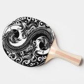 白黒の陰陽龍 パーソナライズデザイン 卓球ラケット (横)