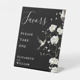 白黒の陳腐なフローラの支持結婚 台座サイン