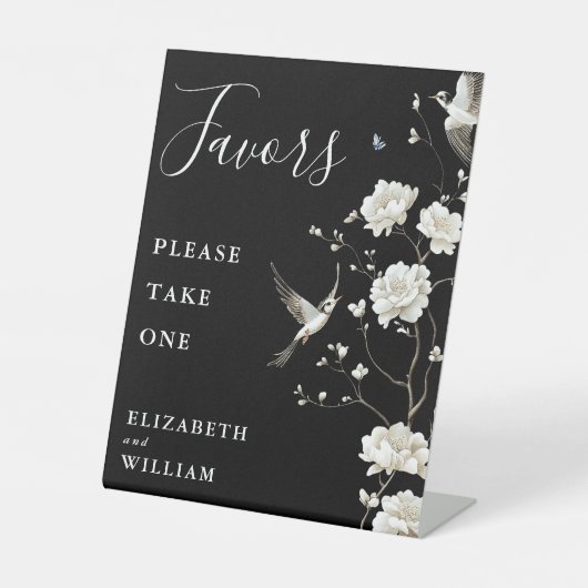 白黒の陳腐なフローラの支持結婚 台座サイン (正面)