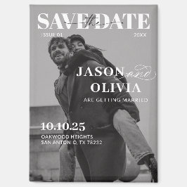 白黒の雑誌の表紙の写真の結婚式 マグネット