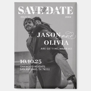白黒の雑誌の表紙の写真の結婚式 マグネット