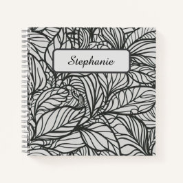 白黒の離れパターンパーソナライズされた ノートブック