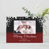 白黒の雪かきのクリスマス写真 シーズンカード (スタンド正面)