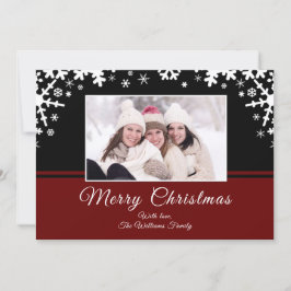 白黒の雪かきのクリスマス写真 シーズンカード