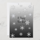 白黒の雪の結晶の家族の写真クリスマス 招待状 (裏面)