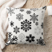 白黒の雪の結晶 クッション (ブランケット)