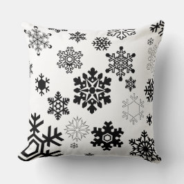 白黒の雪の結晶 クッション