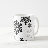 白黒の雪の結晶 コーヒーマグカップ (正面右)