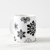 白黒の雪の結晶 コーヒーマグカップ (正面左)