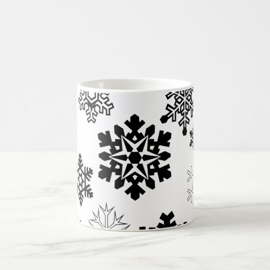 白黒の雪の結晶 コーヒーマグカップ (中央)