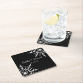 白黒の雪片の冬の結婚式 スクエアペーパーコースター (インサイチュ)