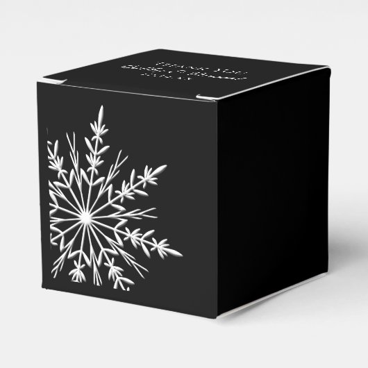白黒の雪片の冬の結婚式 フェイバーボックス (正面サイド)