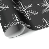 白黒の雪片の手書き ラッピングペーパー (ロールコーナー)