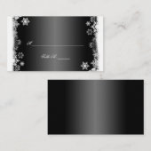 白黒の雪片の結婚座席表 プレイスカード (正面/裏面)