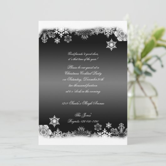 白黒の雪片クリスマスパーティー 招待状 (スタンド正面)