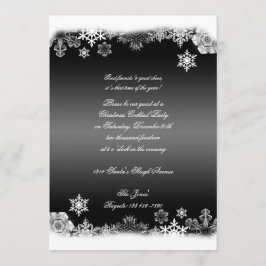白黒の雪片クリスマスパーティー 招待状