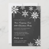 白黒の雪片クリスマスパーティ 招待状 (正面)