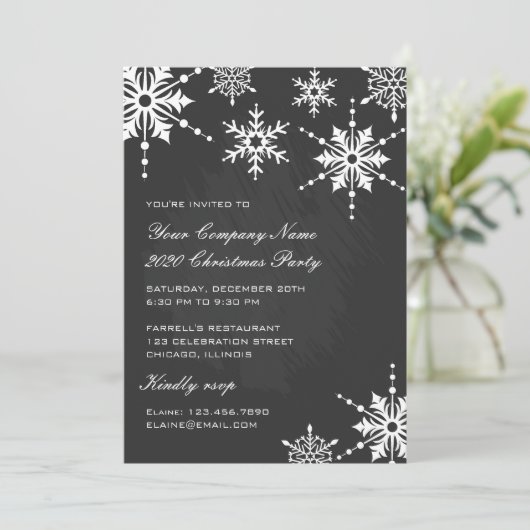 白黒の雪片クリスマスパーティ 招待状 (スタンド正面)
