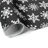 白黒の雪片パターンクリスマス ラッピングペーパー (ロールコーナー)