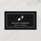 白黒の電源プラグ認定電気技師 名刺 (正面)