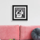 白黒の電話のアイコン(ミニサイズ) キャンバスプリント (インサイチュ (リビング))