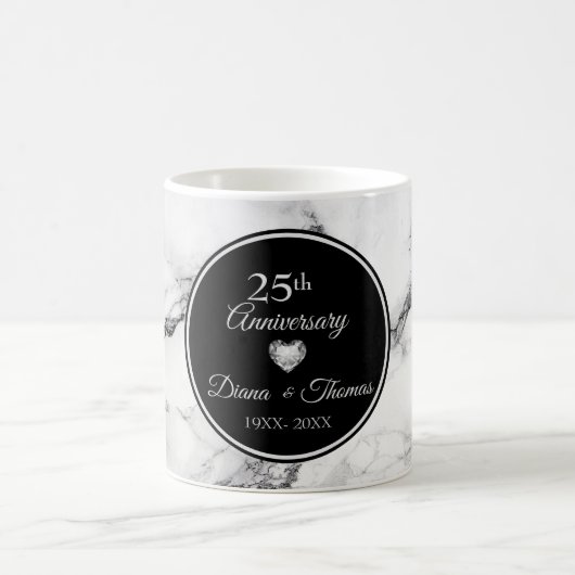 白黒の霜降りとハート コーヒーマグカップ (中央)