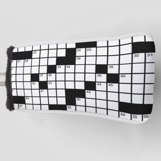 白黒の面白いクロスワードパズルゲーム ゴルフヘッドカバー (正面)