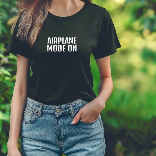 白黒の面白いハイキングTシャツ エアプレーンモード Tシャツ