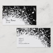 白黒の音楽の爆発デザイン 名刺 (正面/裏面)