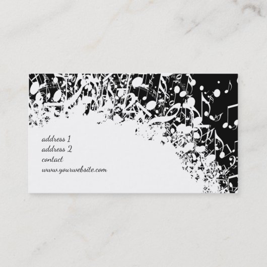 白黒の音楽の爆発デザイン 名刺 (裏面)