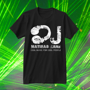 白黒の音楽クールDJ Tシャツ