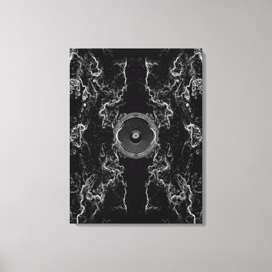 白黒の音楽スピーカーキャンバス印刷 キャンバスプリント (正面)