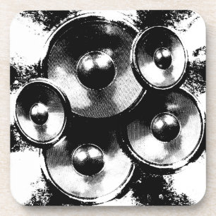 白黒の音楽スピーカー コースター