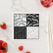 白黒の音楽ノートのパターンのナプキン スタンダードカクテルナプキン (インサイチュ)