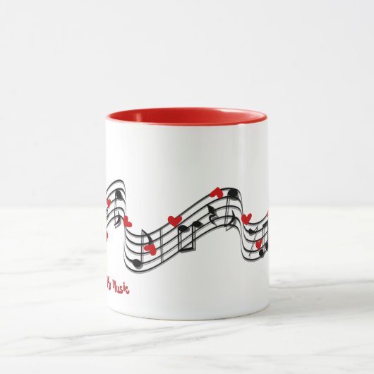 白黒の音楽ノートコーヒーマグ マグカップ (中央)