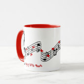 白黒の音楽ノートコーヒーマグ マグカップ (正面左)