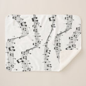 白黒の音楽ノートパターンミュージシャン シェルパブランケット (正面(横))