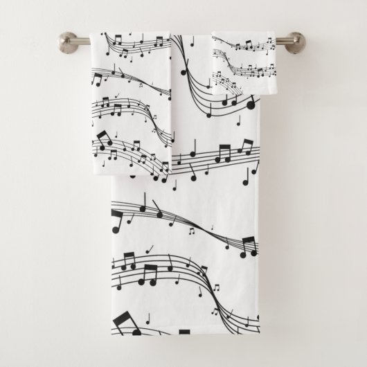 白黒の音楽ノートパターンミュージシャン バスタオルセット (インサイチュ)