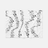 白黒の音楽ノートパターンミュージシャン フリースブランケット (正面(横))