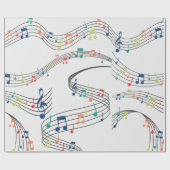 白黒の音楽ノートパターンミュージシャン ラッピングペーパー (フラット)