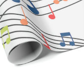 白黒の音楽ノートパターンミュージシャン ラッピングペーパー (ロールコーナー)