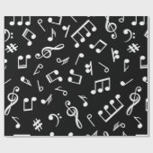 白黒の音楽ノートパターンミュージシャン ラッピングペーパー (フラット)