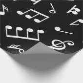 白黒の音楽ノートパターンミュージシャン ラッピングペーパー (角)