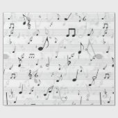 白黒の音楽ノートパターンミュージシャン ラッピングペーパー (フラット)