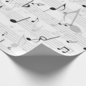 白黒の音楽ノートパターンミュージシャン ラッピングペーパー (角)