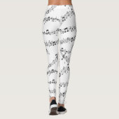 白黒の音楽ノートパターンミュージシャン レギンス (裏面)