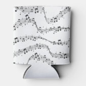 白黒の音楽ノートパターンミュージシャン 缶クーラー (正面)